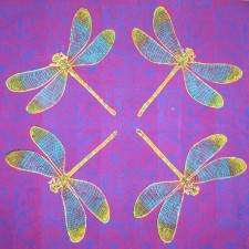 Pink Dragonfly cushions - linoblock print