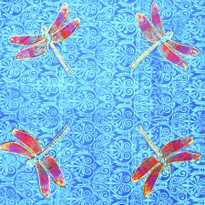 Blue Dragonfly cushions - linoblock print