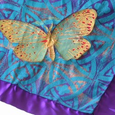 Quilted Celtic Butterfly hanging detail - linoblock print