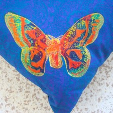 Blue Butterfly cushions detail - linoblock print