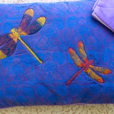 Purple Dragonfly pillows - linoblock print