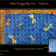 Dragonflies Africa Quilt set - linoblock print