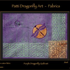 Purple Dragonfly Quilt set - linoblock print