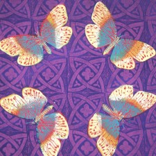 Purple Butterfly cushions - linoblock print