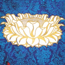 Lotus - linoblock print, silk screen & stencil